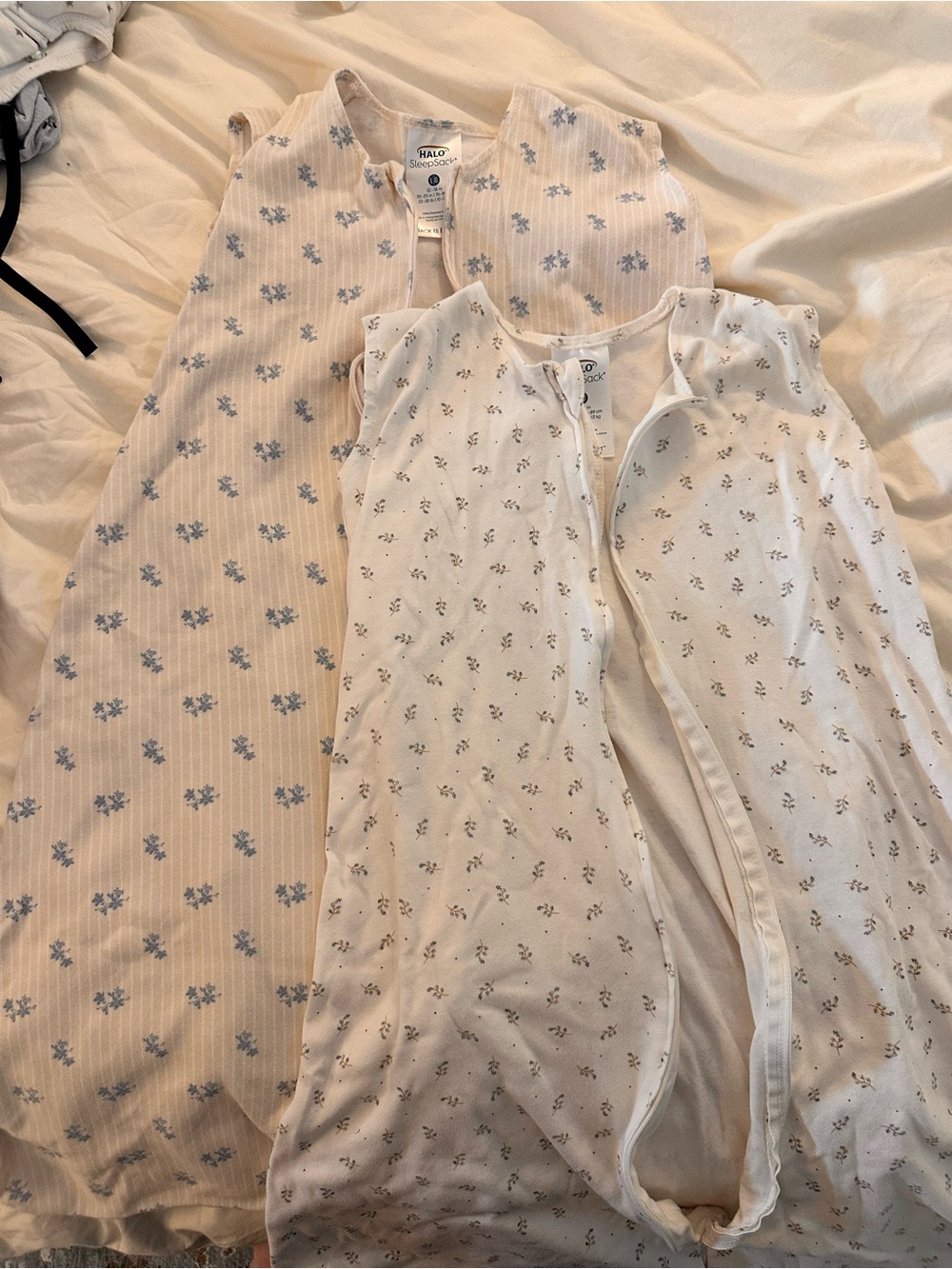 Halo Baby Sleepsacks - Light Blue Floral & White Tiny Blossom